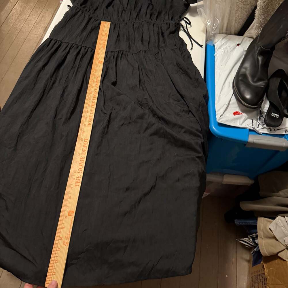 Gap Satin High Neck Tiered Midi Dress Black XL - Picture 9 of 10